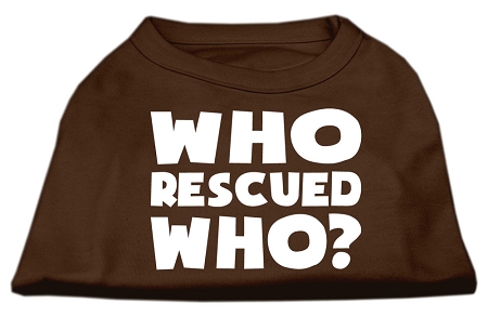 Who Rescued Who Screen Print Shirt Brown Lg